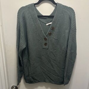 Maurices Women's Sage Green V-Neck Button Sweater